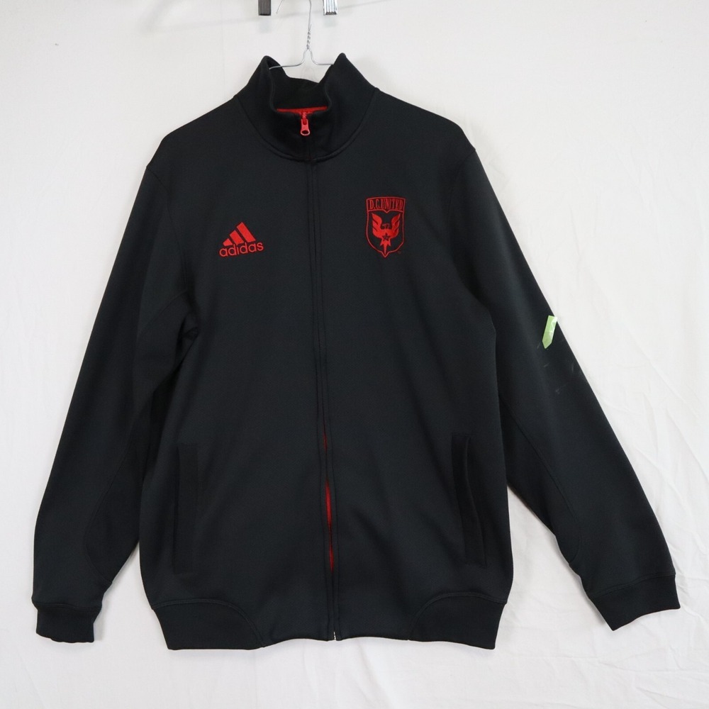 DC United Jacket Mens Medium Adidas Full Zip Activewear Soccer Mock Neck‎ Black